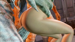 Giant Monsters Take Hot Chick