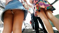 3 upskirts en escaleras – 3 upskirts on escalator