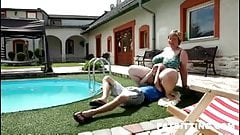 BBW femdom session with hard face sitting and cock stroking