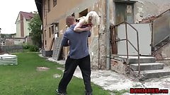 Beautiful blonde babe taken tied and fucked like a slave