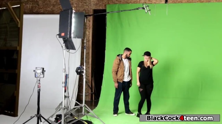 Blonde babe flirts and fucks a black celebrity guy