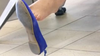 Candid Incredible Dangling Shoeplay Feet at Airport