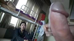 Cumshot in front of korean girl