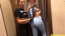 Cute Lesbian Teens Have Some Fun In The Changing Room