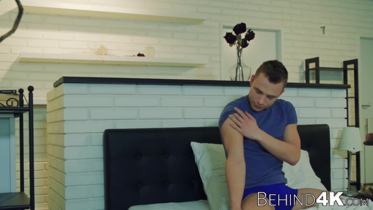 Delicious young stud wanking that big dick until he cums