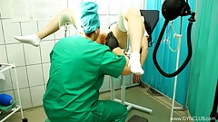 Dirty examined on the gynecological chair