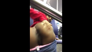 Ebony twerk and masturbate in public