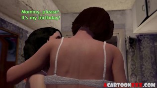 femboy riding with hot brunette 3d stepmom