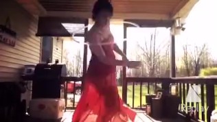 HIDDEN CAM MILF Emily Dancing in see through dress while pregnant
