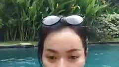 Indonesian fuck in pool during live