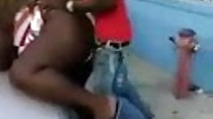 Jamaican BBW getting pounded on a car infront of people