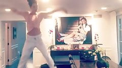 Kate Beckinsale on a trampoline