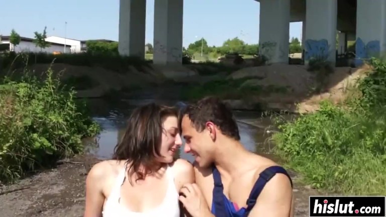 Lucy rides a big cock outdoors