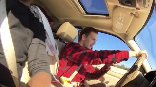 My best friend helps me while I drive him Home.