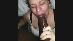 Skilled white girl deep throats black dick with style