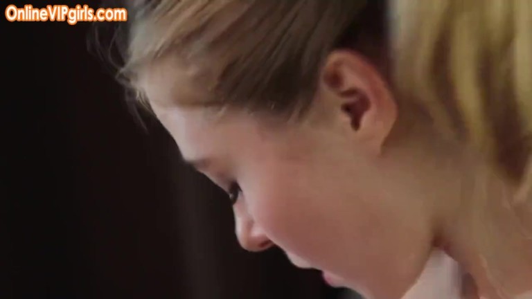 Young cute blonde schoolgirl had some fun time in the kitchen before school