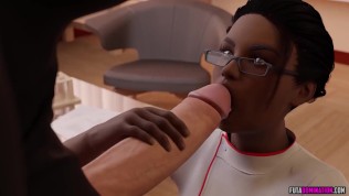 3d ebony gives titjob to hard big cock futanari slut