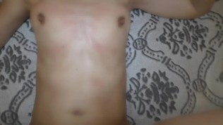 Amateur teen fucks in missionary pose and hot cumshot on black panties POV