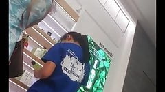 Blue dress girl upskirt