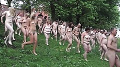 British nudist people in group