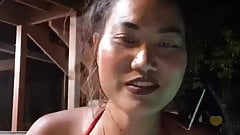 Busty asian pool tease