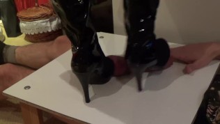 CBT under cruel high heels. Brutal crushing, finished with cumshot.