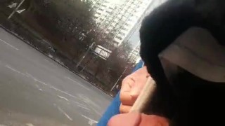 버스정류장 여자보는앞에서 자위