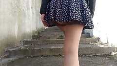 Flashing upskirt stocking