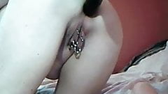 Heavy pierced MILF with pierced nipples and pussy