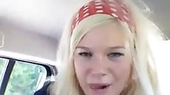 Norwegian blonde masturbating in her car