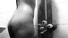 Pakistani wife taking warm shower