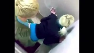 Real blonde School bathroom