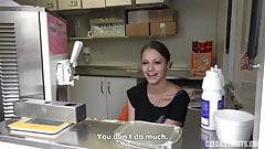 The beauty with a cucumber in her ass