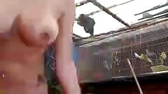 Venezuelan with gorgeous hard tits showers on balcony