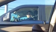 Voyeur: Blonde watches flasher in traffic