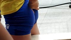Young girl with tight volleyball shorts