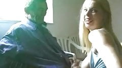 young teen sucks old man whiole his friends watch