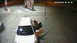 Married police officer sucks off shirtless drunk at a gas station in Brazil