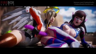 Overwatch 3d cartoon hentai Mercy amp D.Va Dildo Cum Twitch firebox Studio Blizzard