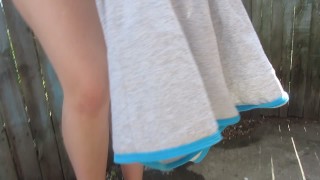 Pissing strong flow teenage girl outdoors