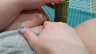 playing with cucumber while my husband went to the store