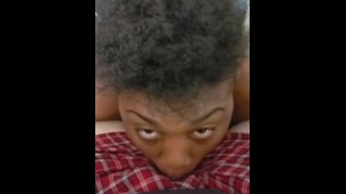 POV Blowjob From Playful Ebony Beauty