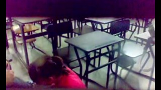 Sexy babe caught sucking a dick at university