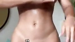 tattooed girl showing off