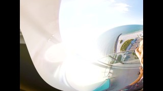 VR EXHIBITIONIST BEACH BUNNY GETS FUCKED OVER A PUBLIC BALCONY & SWALLOWS!