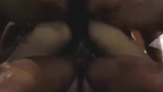 AMATEUR THREESOME MMF BRUNETTE WIFE DP