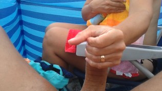 big cock handjob at the beach