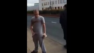 British Chav Lad Swinging Cock & Piss in Public.