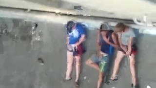 Caught Brother with 2 Straight Friends Wanking on a Roof Top.