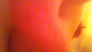 Chubby crossdresser with bit tits plays with toy